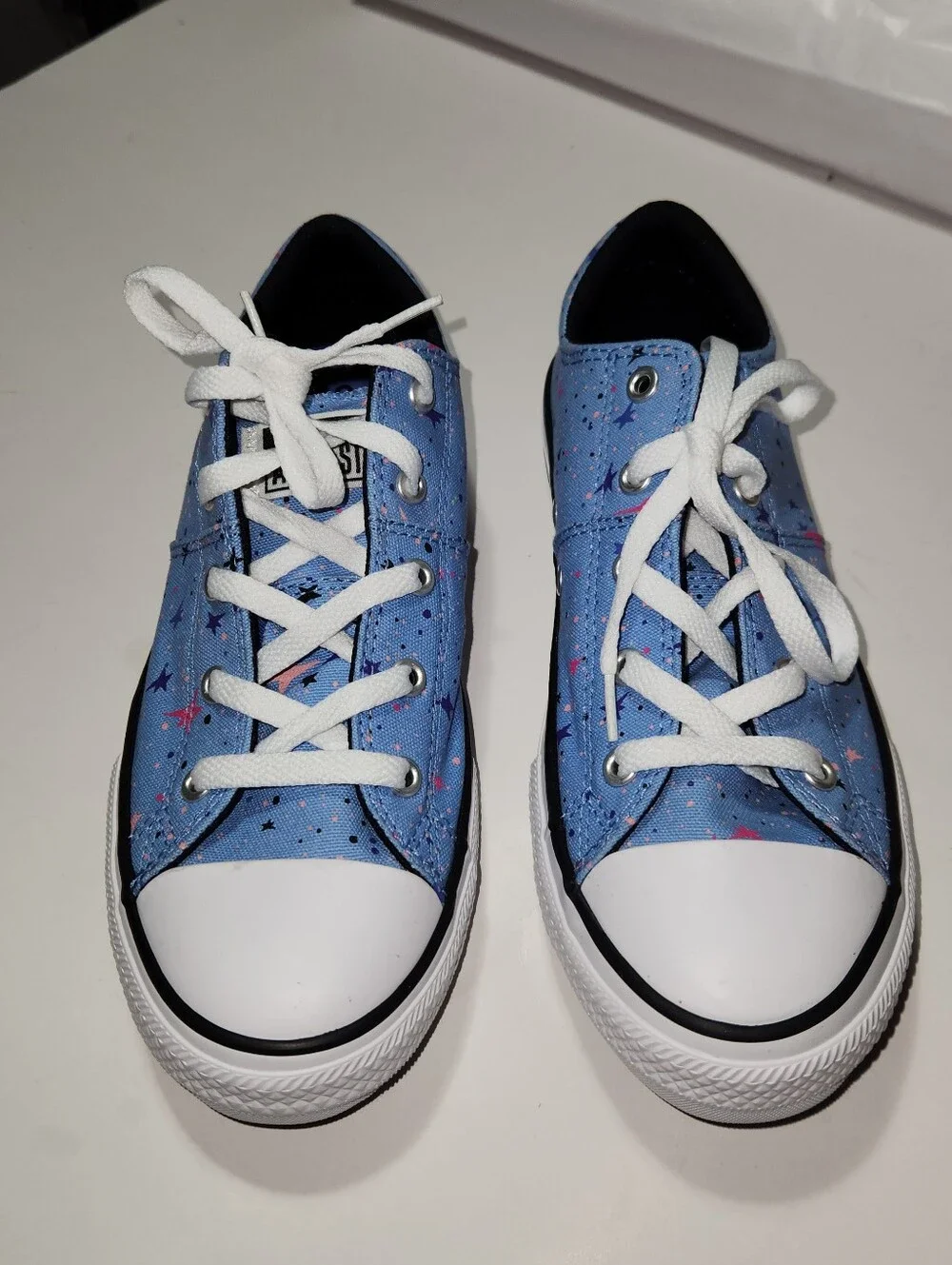Girls Converse Light Blue Star-Print High Tops